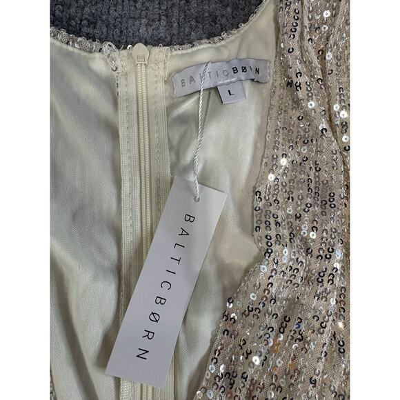 NWT Baltic Born Brussels Sequin Jumpsuit Ivory White Sparkly Holiday Sz L - Picture 9 of 10